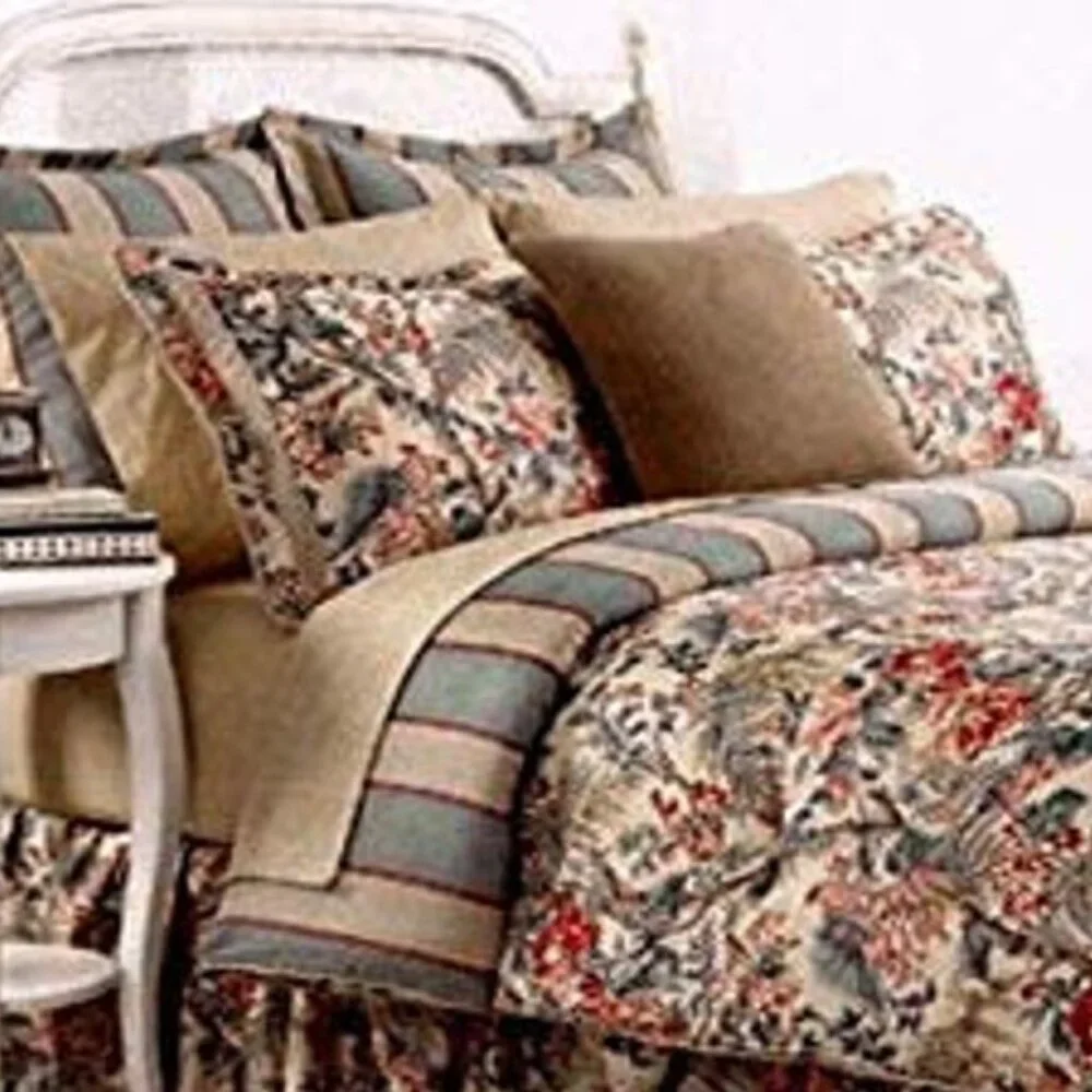 Ralph Lauren TANGIER Set of Two (2) Standard Pillow Shams Floral Jute Trim